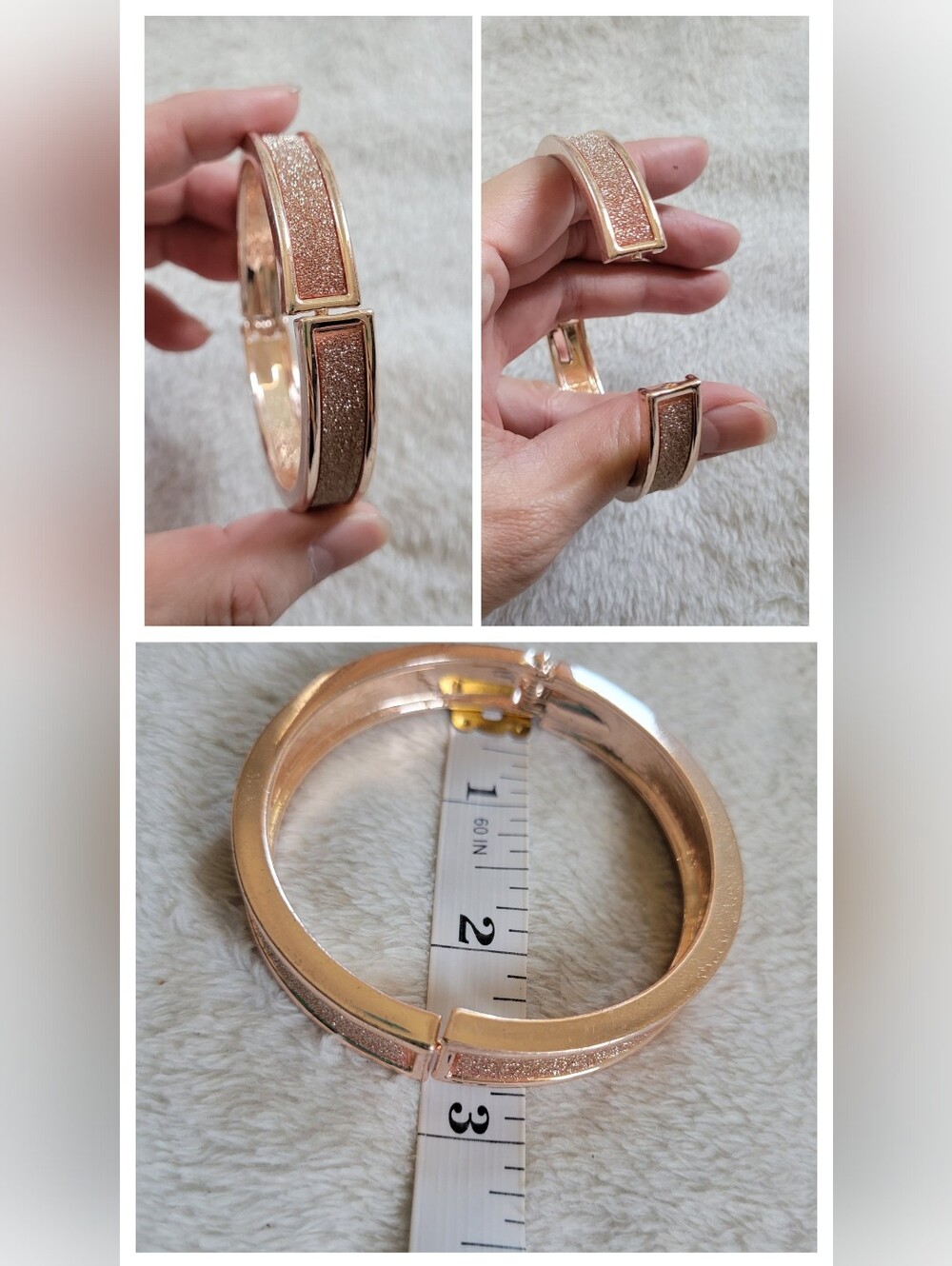 Mixed Y2K Gold/Rose/Bronze Tone Metal Rustic Hinge Cuff Bracelet Bundle [4pc] - Picture 6 of 11